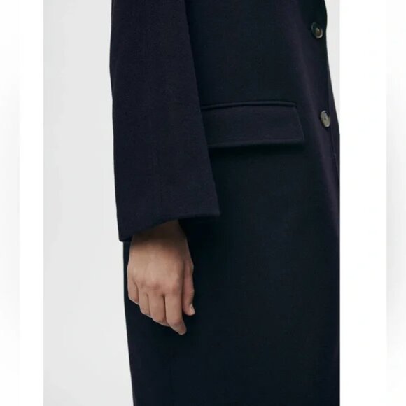 New Zara ZW Collection Oversized Wool Blend Navy Coat XS-S NWT - Picture 8 of 9